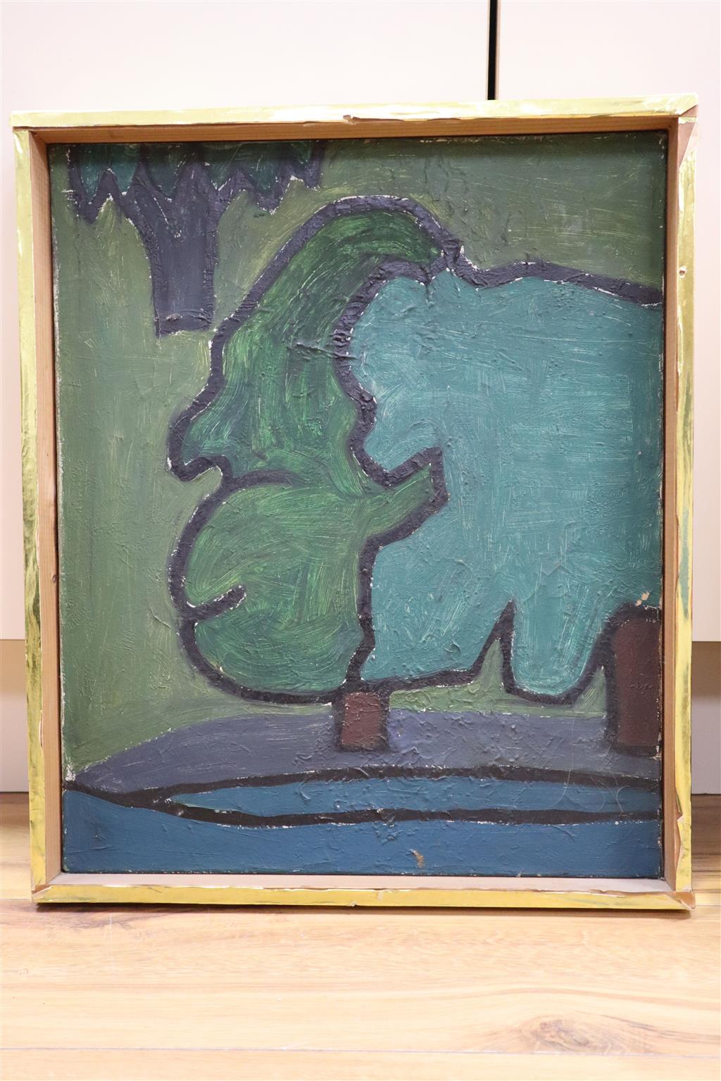 John Upton (1933-), oil on canvas, Study of a tree, inscribed verso, 46 x 38cm